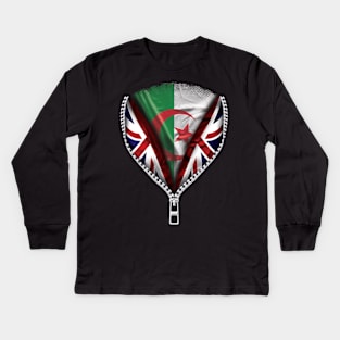 Algerian Flag  Algeria Flag zipped British Flag - Gift for Algerian From Algeria Kids Long Sleeve T-Shirt